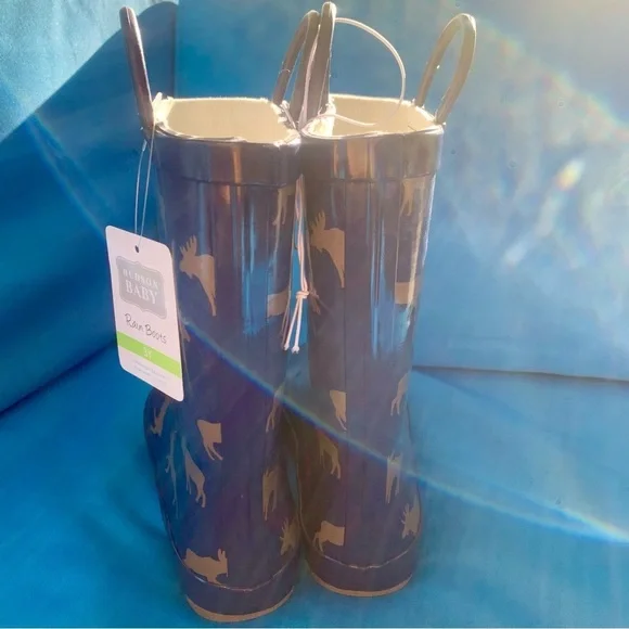 NWT Hudson Baby Moose print rain boots size 3Y - Picture 5 of 11